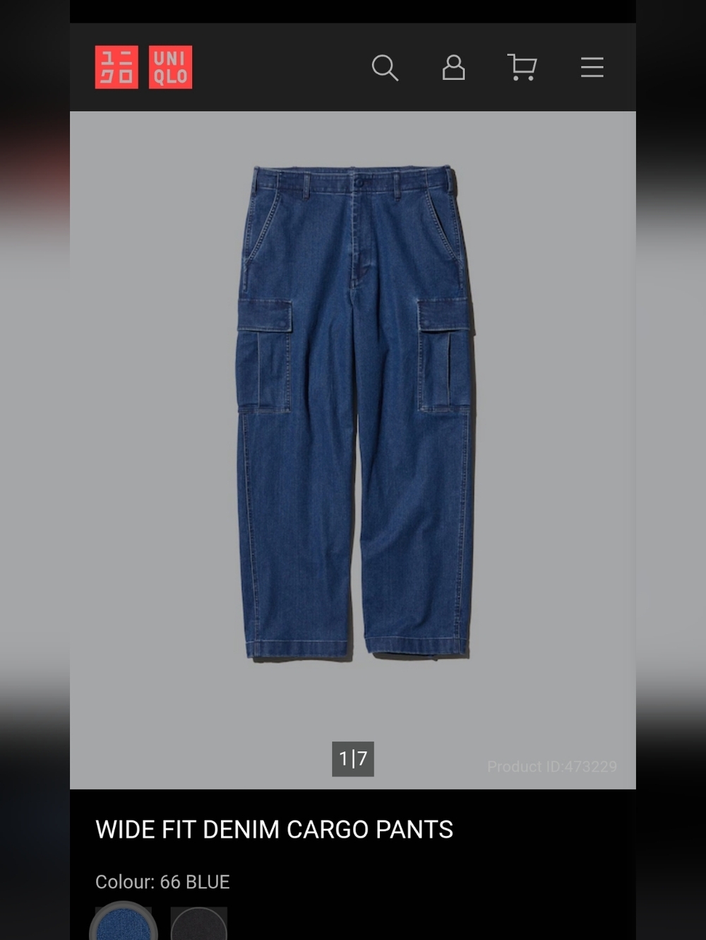 Uniqlo Wide Fit Denim Cargo Pants,Jeans,Men's/Unisex S